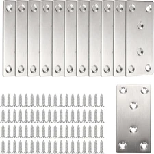 Mending Plate-12Pcs Stainless Steel Flat Plates with Screws,3.1 X 1.6 Inch Sturd