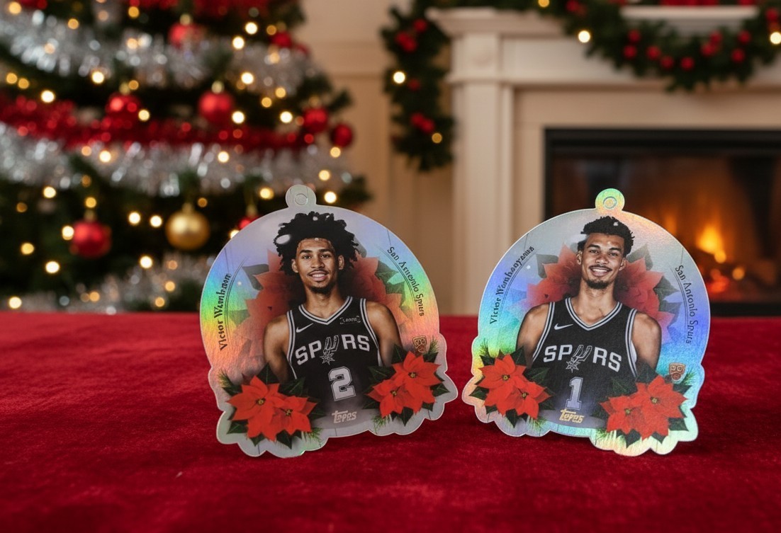 Victor Wembanyama & Dylan Harper 2025/26 Topps Holiday Die-Cut Ornament Spurs