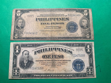 PHILIPPINES 1944 (ND) ONE PESO & 5 PESO VICTORY NOTES SET R (AS PICTURED)