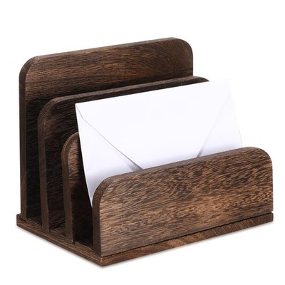 Briwooody Wooden Mail Holder 3 Slots Mail Organizer for Desk Wood File Paper ...