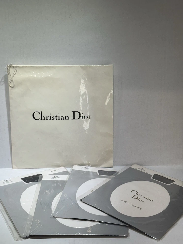 Christian Dior Vintage Pantyhose Lot Of 4 Diorssimo BAS Paris France SIZE 9 NEW - Imagem 3 de 4