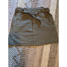 American Eagle Olive Green Paperbag Waist Stretch Mini Skirt Size 8 Belted