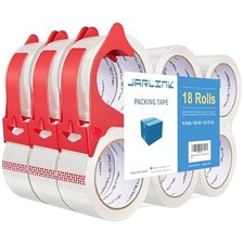 JARLINK 18 Rolls Clear Packing Tape with 3 Dispensers for Shipping