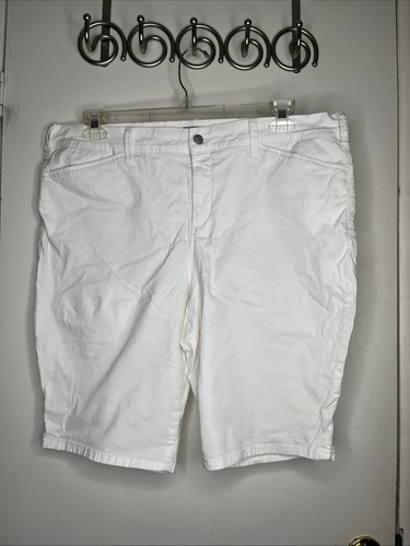 Damen Shorts Größe 16 NYDJ weiß Stretch Denim Bermuda
