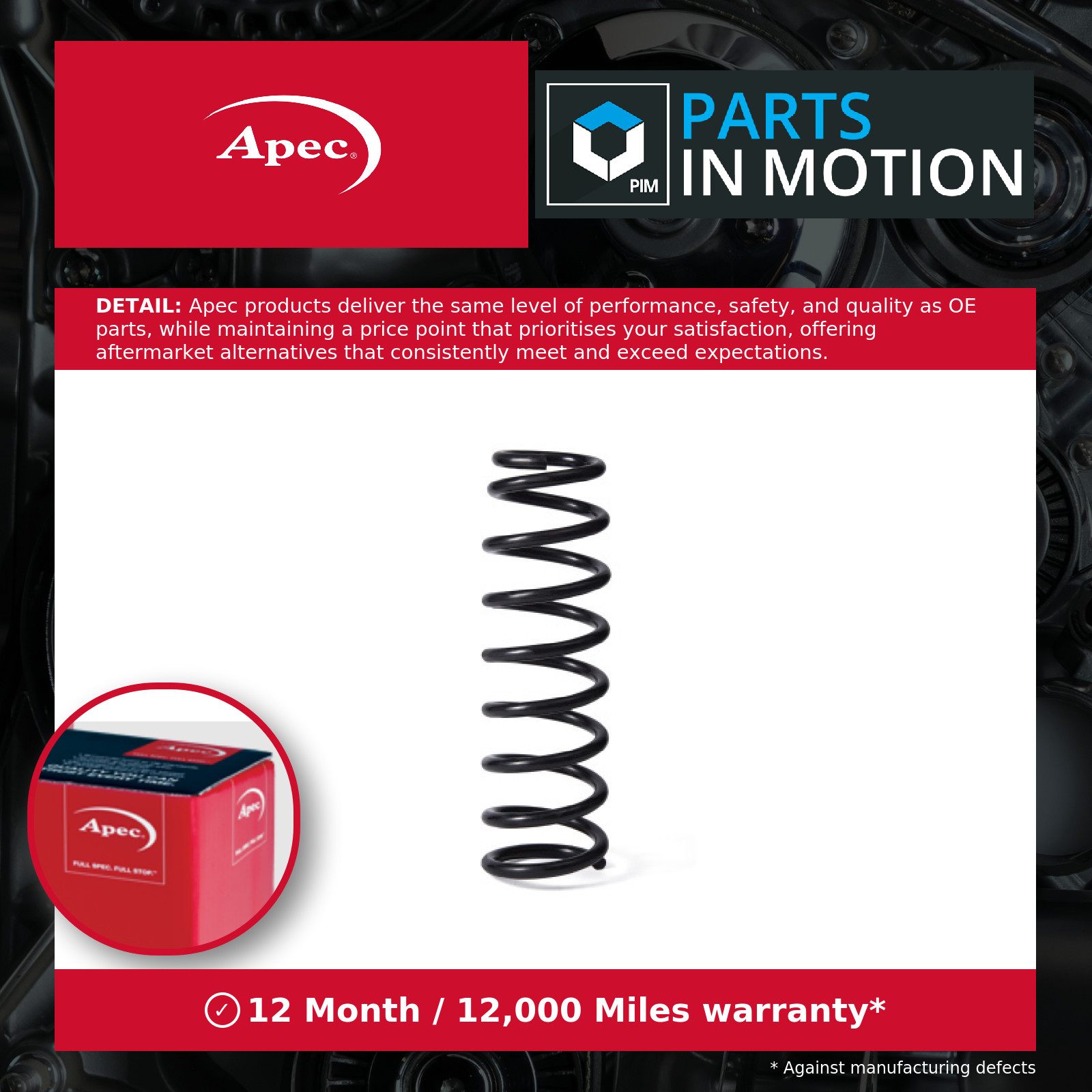 1x Coil Spring (Single) Rear ACS2138 APEC Suspension 4140A341 - Image 4