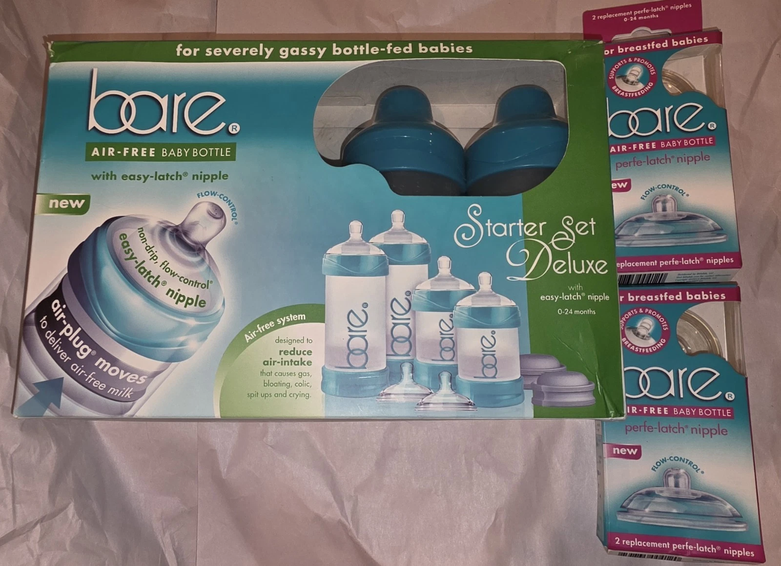 Baby Bottle - Bare Air-Free Feeding System, Easy Latch Nipple For Bottle-Fed