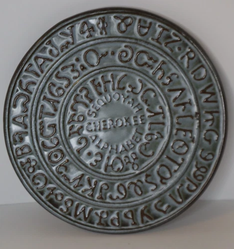 VTG Frankoma Pottery Sequoyah Cherokee Alphabet Terracotta Trivet Or Display 7TR