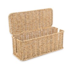 Cable Management Box, Handmade Rattan Cable Organizer, 2 Open Slots Cords Hid...