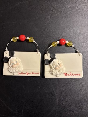 Disney Snowbabies Guest Collection Plaques Dept 56 Two 3D Ornaments