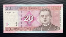 LITHUANIA 20 LITU 2007 P-69 CU Prefix AJ