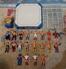 WWF LJN Wrestling Superstars Lot of (20) Bendies + Cage Match Challenge Ring!