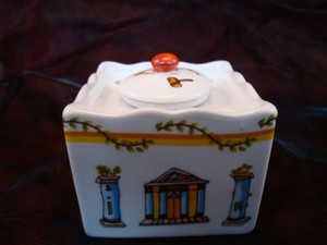 Inkwell Freemason Porcelain Enamels