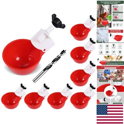 Continuous Water Supply Chicken Waterer Cups 8 Pack - For Poultry & Small Flocks