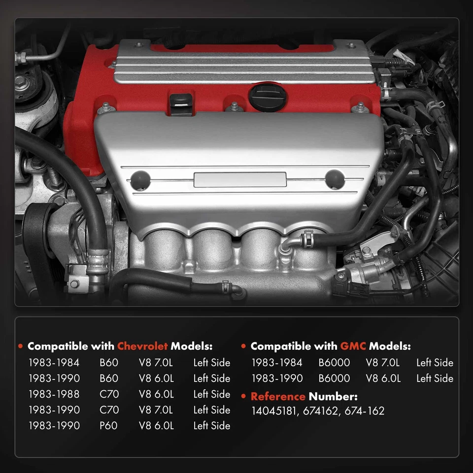 Coletor de escape esquerdo para Chevrolet B60 C70 P60 GMC B6000 1983-1990 V8 6.0L 7.0L - Imagem 2 de 4