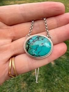 Handcrafted Minimalist Turquoise Sterling Silver Necklace