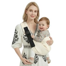 Beige Baby Sling Carrier Adjustable Newborn To Toddler 730 Lbs Hip Carriers