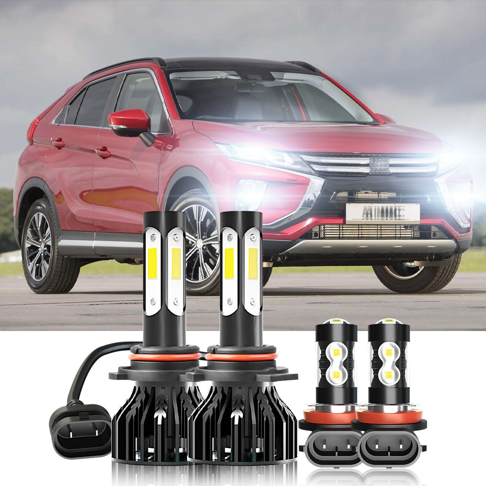 For Mitsubishi Eclipse Cross 2018-2020 LED Headlight Hi/Lo+Fog light Combo Bulbs