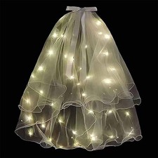 Light Up Bowknot Wedding Veil Tulle Bridal Shower Short Bachelorette Party