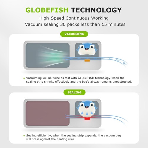 Silver Food Vacuum Sealer Machine - 4 Modes with 40 Bags for Optimal Freshness - Foto 9 di 10