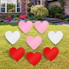 8 Pcs Valentine's Day Yard Signs with Stake Red Pink Heart Valentines Outdoor...