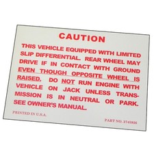 1959-71 Chevrolet Trunk Lid Caution Positraction Posi Decal 1959-71 Chevrolet Trunk Lid Caution Positraction Posi Decal