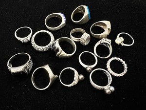 Sterling Silver, 117.7 grams total weight-15 rings-Price Under Spot- CM-081