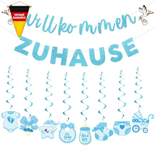 Baby MäDchen Girlande Willkommen Zuhause Rosa Glitzer FüR Babyfeste & Fotos-image