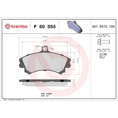 Bremsbelagsatz BREMBO P 50 055, Vorne