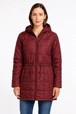 LL Bean Women’s Down Puffer Jacket With Hoodie X-Small Burgundy Water Repellent