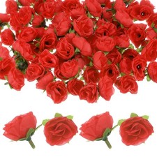 50 PCS Artificial Roses Heads 1.2 Inch Small Silk Faux Rose Head Flower Red