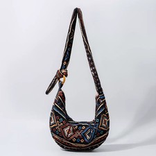 Borsa Donna Tracolla Boho Nero Colorata Fashion Tracolla Sacca D1C615