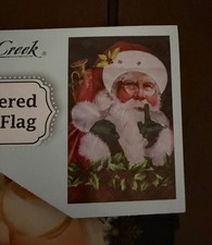 CHRISTMAS Embroidered SANTA CLAUS GARDEN FLAG 11.5x18 NEW Meadow Creek