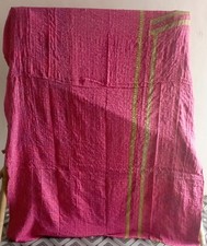 Vintage Indian Kantha Quilt Bedding Coverlet Reversible Bedspread Blanket Throw