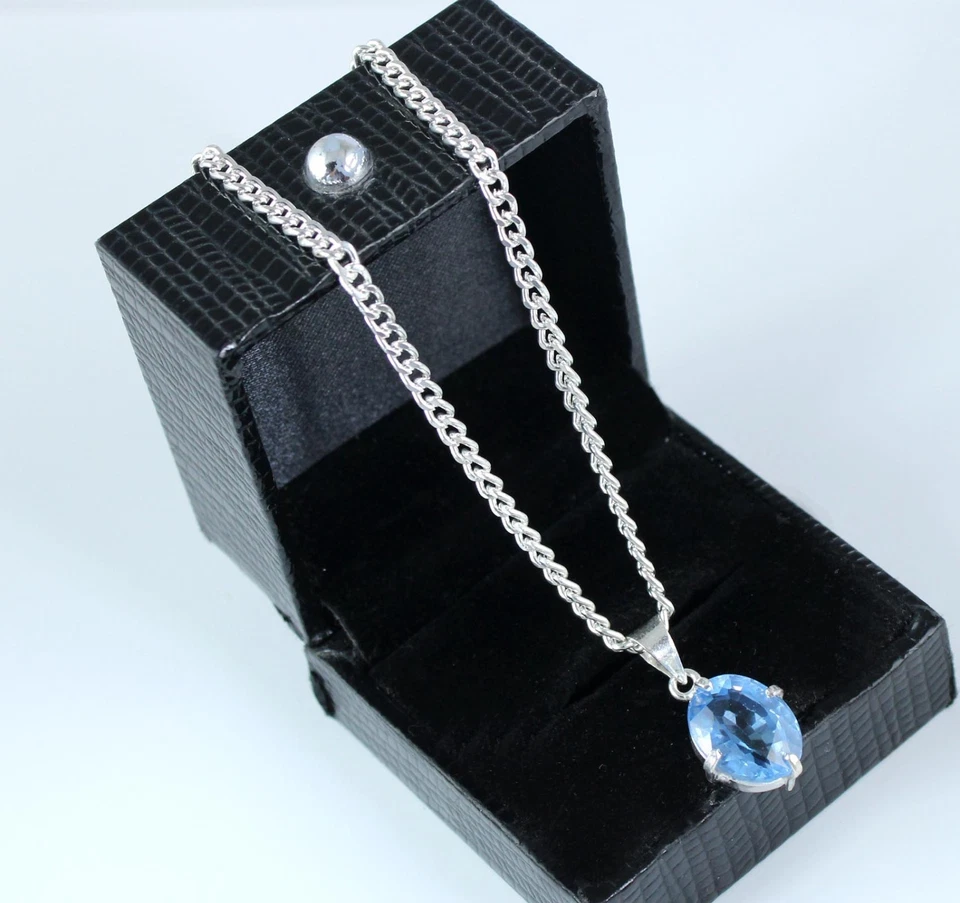Pendentif Perle de Chance Topaze Bleue Suisse Naturelle Certifiée AGI 10,55 ct - Photo 1/4
