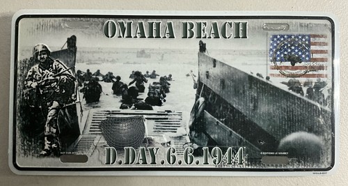 Omaha Beach D-Day June 6 1944 WWII Full-Size License Plate From Normandy. MINT - Picture 2 of 10