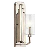 Elstead Kimrose Wandleuchte E14 Poliertes Nickel Klar Geriffelt