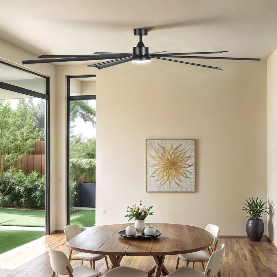 80" Commercial Ceiling Fan w/ Adjustable Light Remote Control Reversible Black - Image 2 of 4