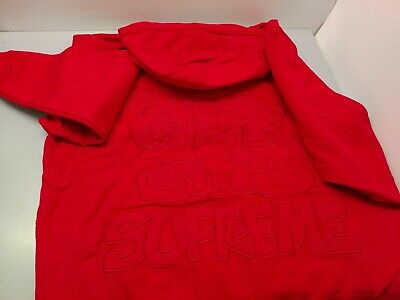 SUPREME X SMURFS MEN'S HOODED SWEATSHIRT RED LARGE+KEYCHAIN+ SUPREME X SMURFS MEN'S HOODED SWEATSHIRT RED LARGE+KEYCHAIN+