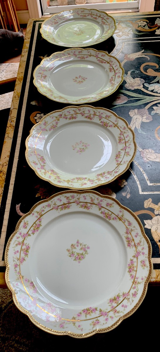 【mku様】old  ❀ 18cm plate (b) ANTIQUE MORITZ ZDEKAUER M.Z. AUSTRIA 9.5” Set Of 4 DISHES PINK