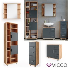 Badmöbel Set Spiegel Kommode Unterschrank Badschrank Ilias Eiche Anthrazit Vicco