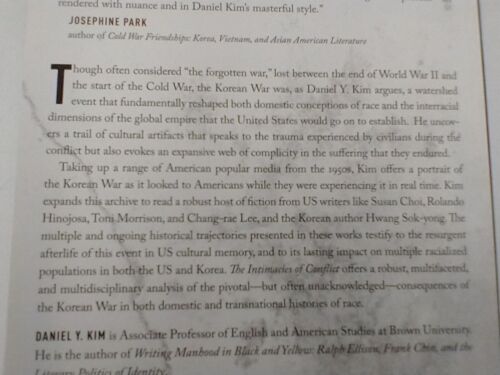 The Intimacies of Conflict: Cultural Memory and the Korean War by Daniel Kim. - Imagen 3 de 5