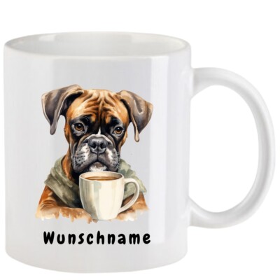 Tasse Deutscher Boxer aquarell Teil 4 - mit oder ohne Wunschname - 10 Motive