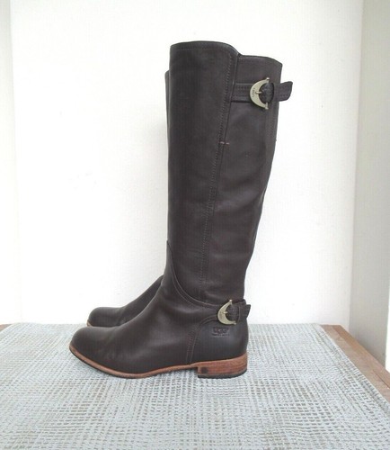 Bottes UGG Amberlee boucle 1921 expresso cuir marron bottes d'équitation hautes pointure 7 - Photo 2 sur 12