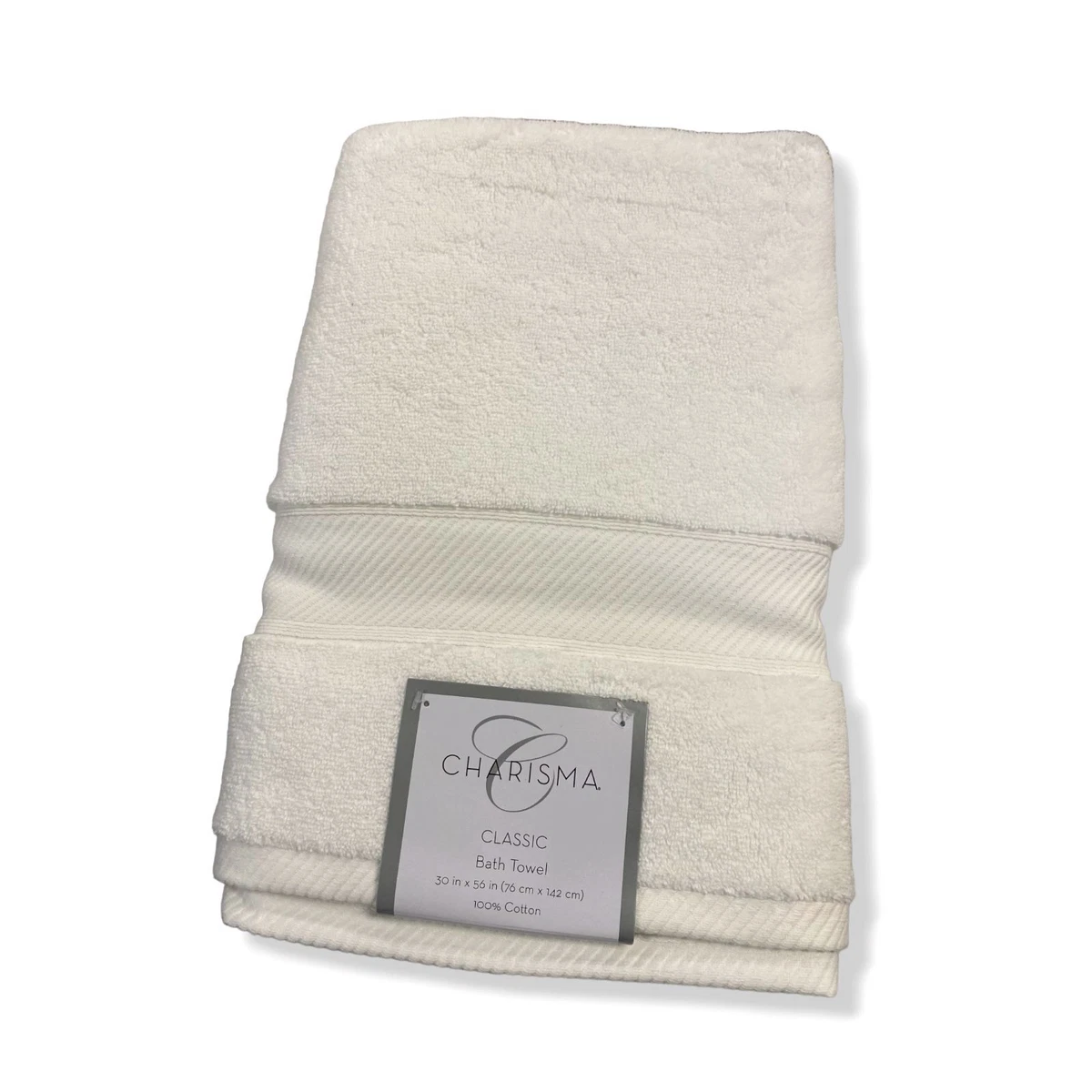 30 Charisma White Classic Bath Towel Almond Shower Gym Bathroom