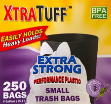 4 Gallon LAVENDER SCENTED White Trash Bags Kitchen Trash Bags 250 COUNTS 1PACK 