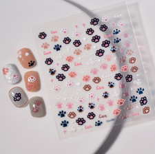 5D Dog Cat Animal Paw Print Heart Nail Art Stickers Self Peel Adhesive Co62 NH23
