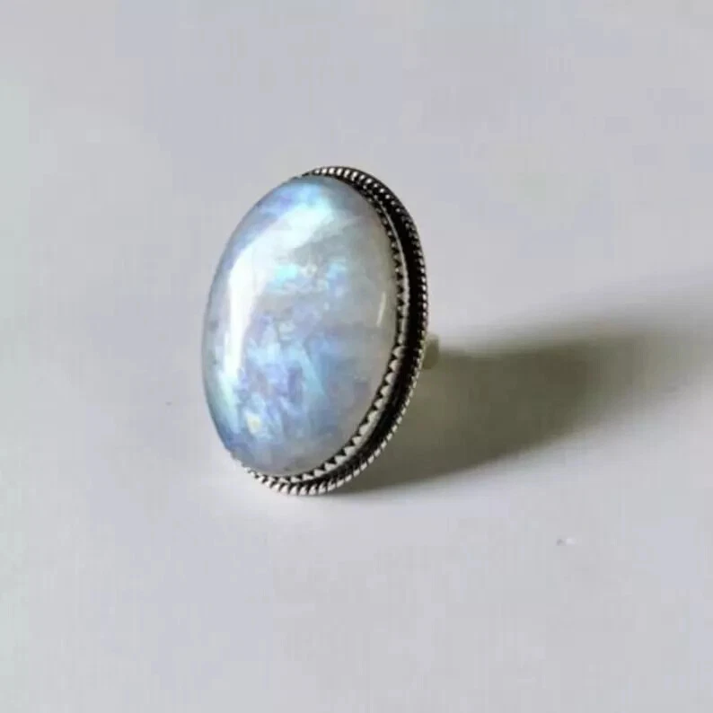 Large Moonstone Ring 925 Sterling Silver Handmade Women Gift Ring All Size C412 - Image 3 of 4