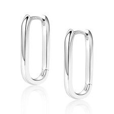 925 Sterling Silver Hoop Earrings for Women Trendy Small Square Hypoallergeni...