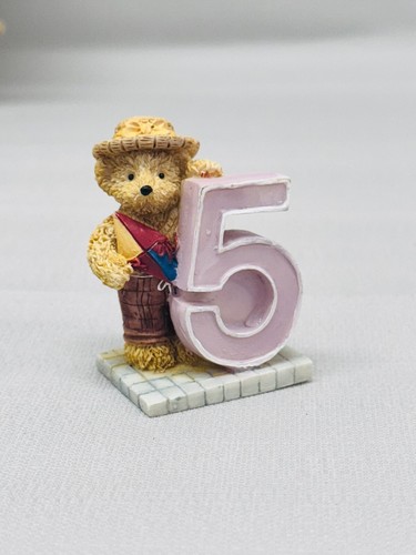 Cherished Teddies 1998 Figurine Bear With Number 5 Toy Block - Picture 15 of 24