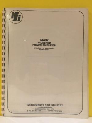 iFi M402 Wideband Power Amplifier Operation + Maintenance Instructions